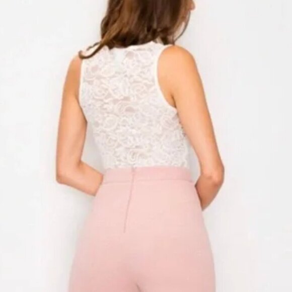 White lace sleeveless bodysuit one piece size small - Picture 3 of 12